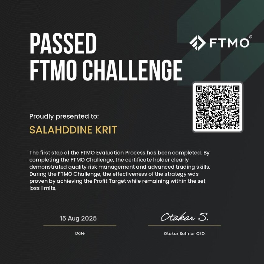 MQL5 Software Clears FTMO Prop Firm Account for Salahddine Krit